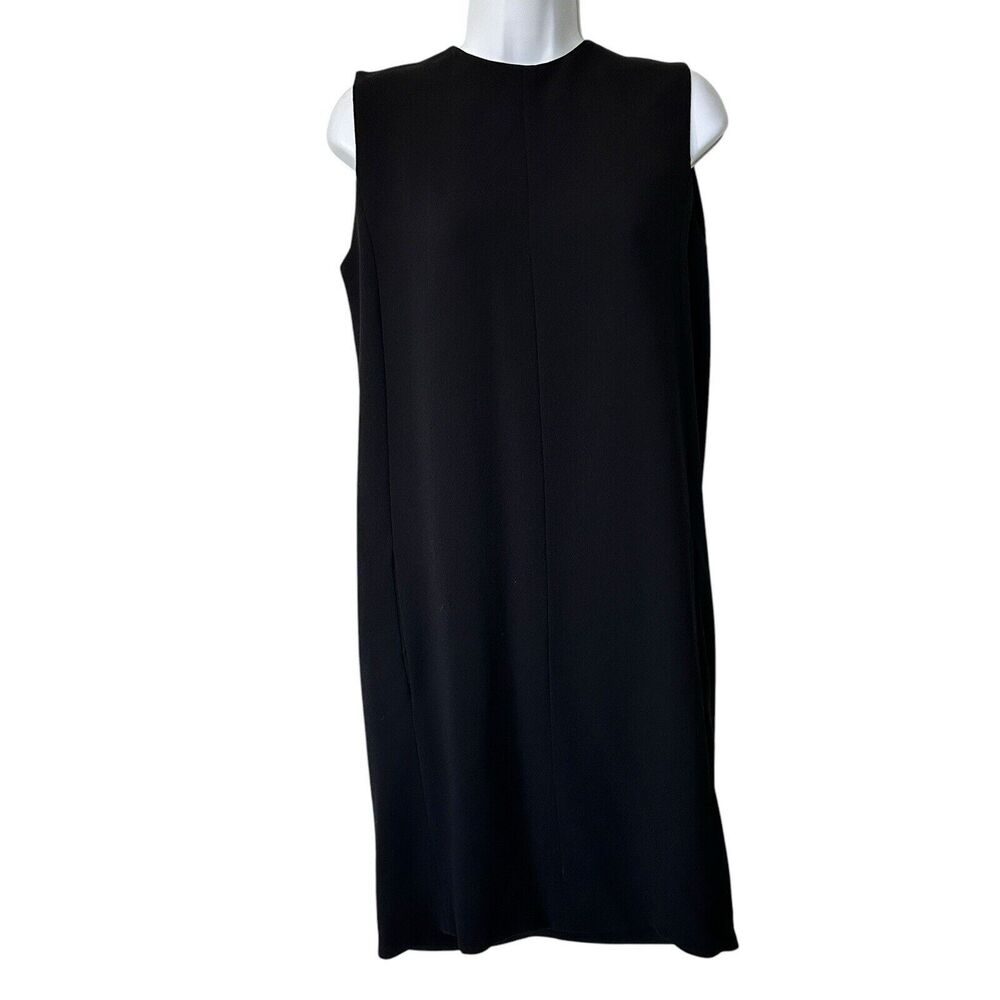Vince Shift Dress Sz 2 Black Sleeveless Back Keyhole Crew Neck Lined pockets